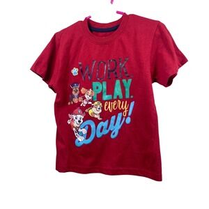 Paw Patrol Work‎ Play Every Day! Red T-Shirt Nickelodeon Size 6 Kids